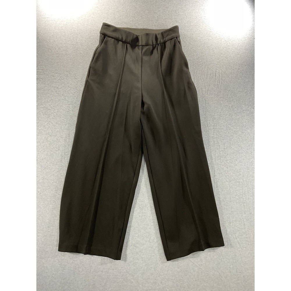 RDI Women's Black Wide Leg Cropped Pull-On Dress Pants Size S Petite Stretch